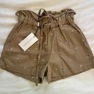 NWT Something Navy Agnes paper bag shorts